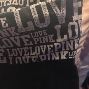 PINK Victoria's Secret Black and White Love Tee